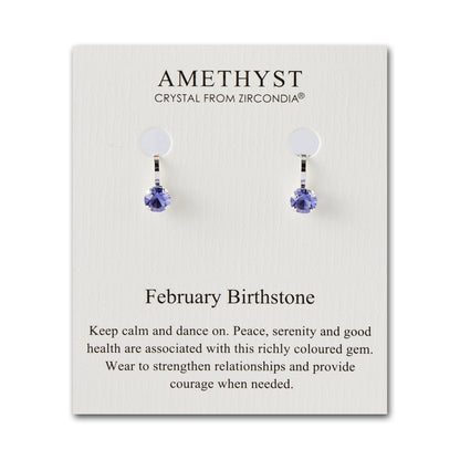 February (Amethyst) Birthstone Clip On Earrings Created with Zircondia® Crystals