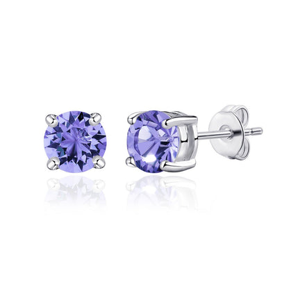 February (Amethyst) Birthstone Earrings Created with Zircondia® Crystals