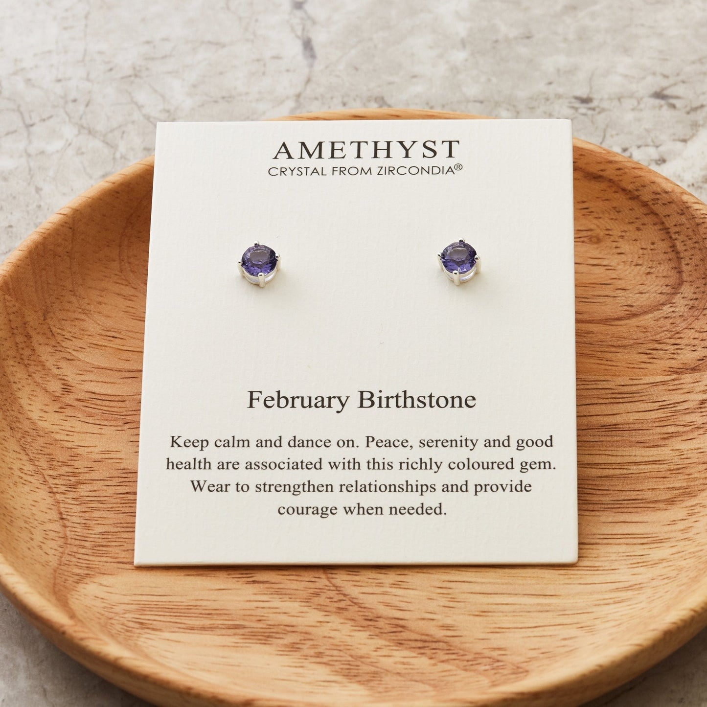 February (Amethyst) Birthstone Earrings Created with Zircondia® Crystals