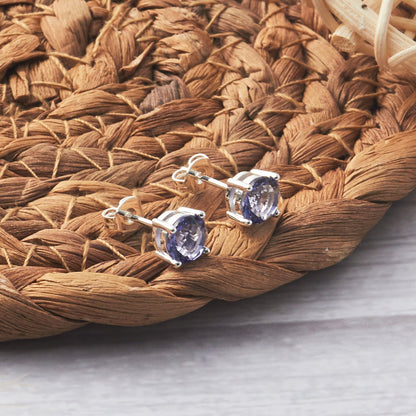 February (Amethyst) Birthstone Earrings Created with Zircondia® Crystals