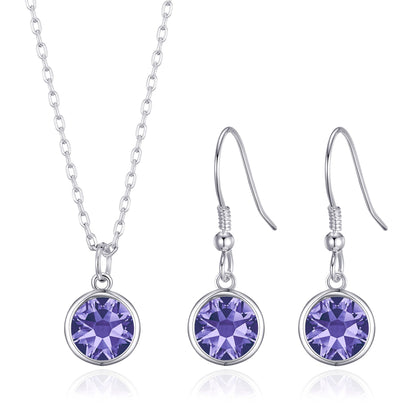 February (Amethyst) Birthstone Necklace & Drop Earrings Set Created with Zircondia® Crystals