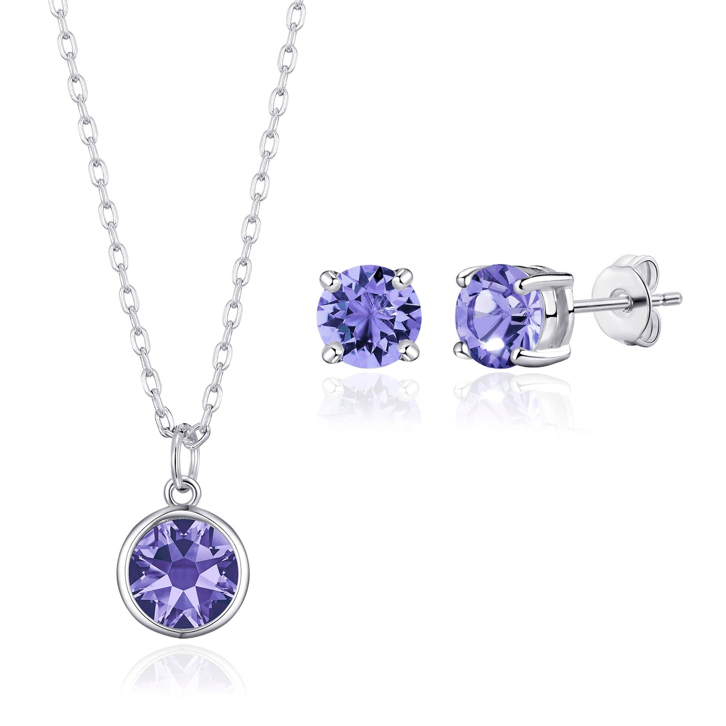 February (Amethyst) Birthstone Necklace & Earrings Set Created with Zircondia® Crystals