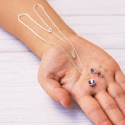 February (Amethyst) Birthstone Necklace & Earrings Set Created with Zircondia® Crystals