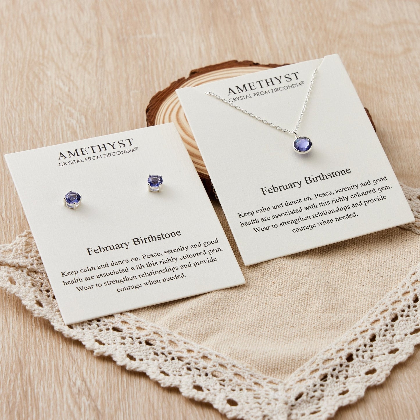 February (Amethyst) Birthstone Necklace & Earrings Set Created with Zircondia® Crystals