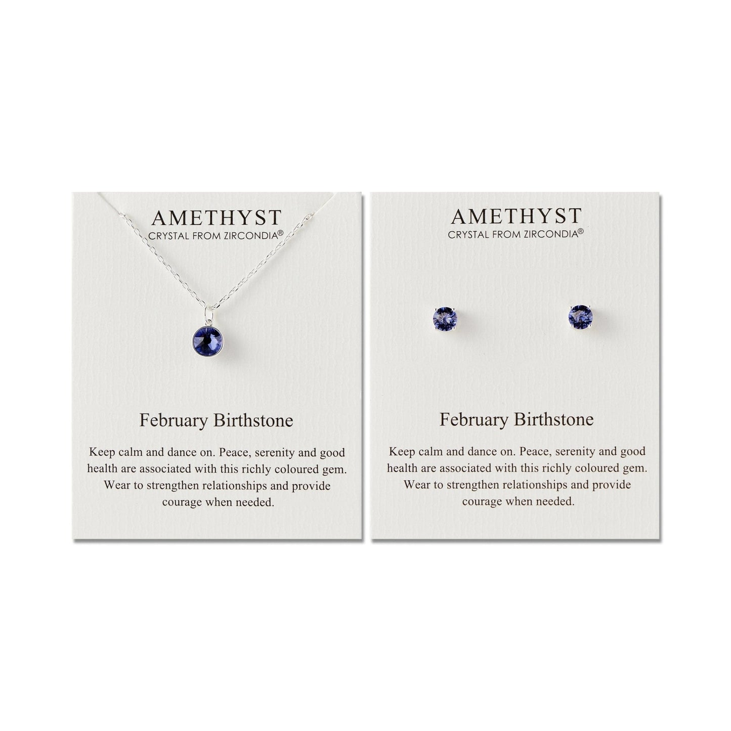 February (Amethyst) Birthstone Necklace & Earrings Set Created with Zircondia® Crystals