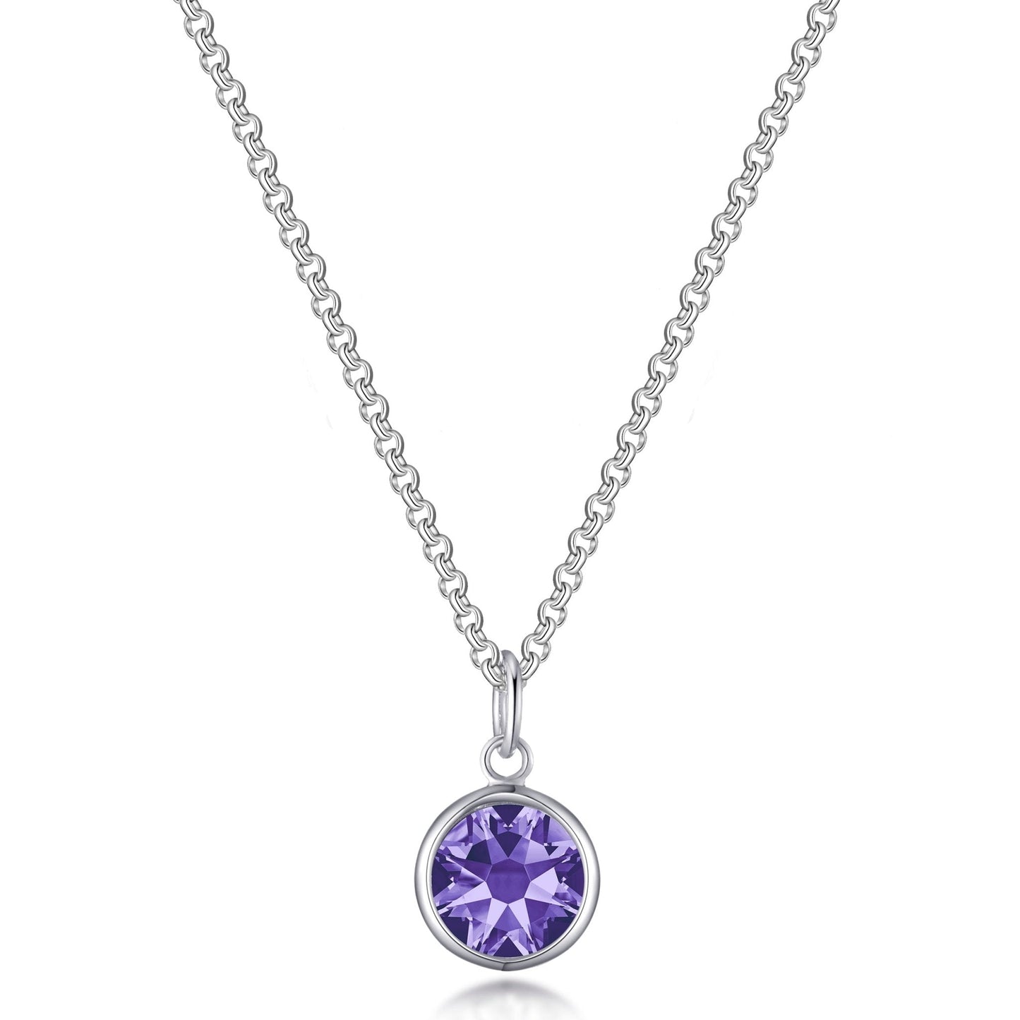 February (Amethyst) Birthstone Necklace with Initial Charm (A to Z) Created with Zircondia® Crystals