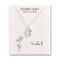 February Birth Flower Violet Necklace with Card
