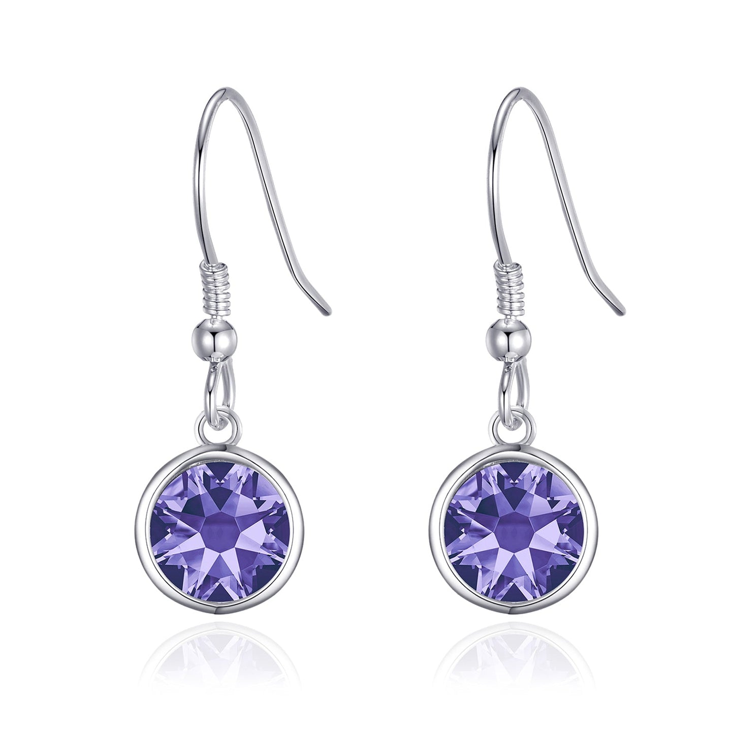 February Birthstone Drop Earrings Created with Amethyst Zircondia® Crystals