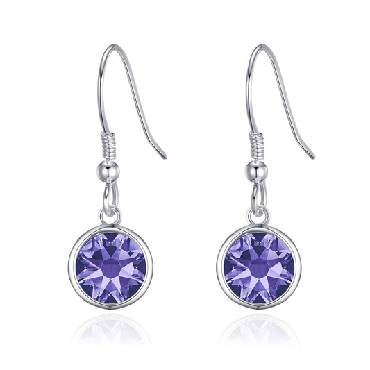February Birthstone Drop Earrings Created with Amethyst Zircondia® Crystals