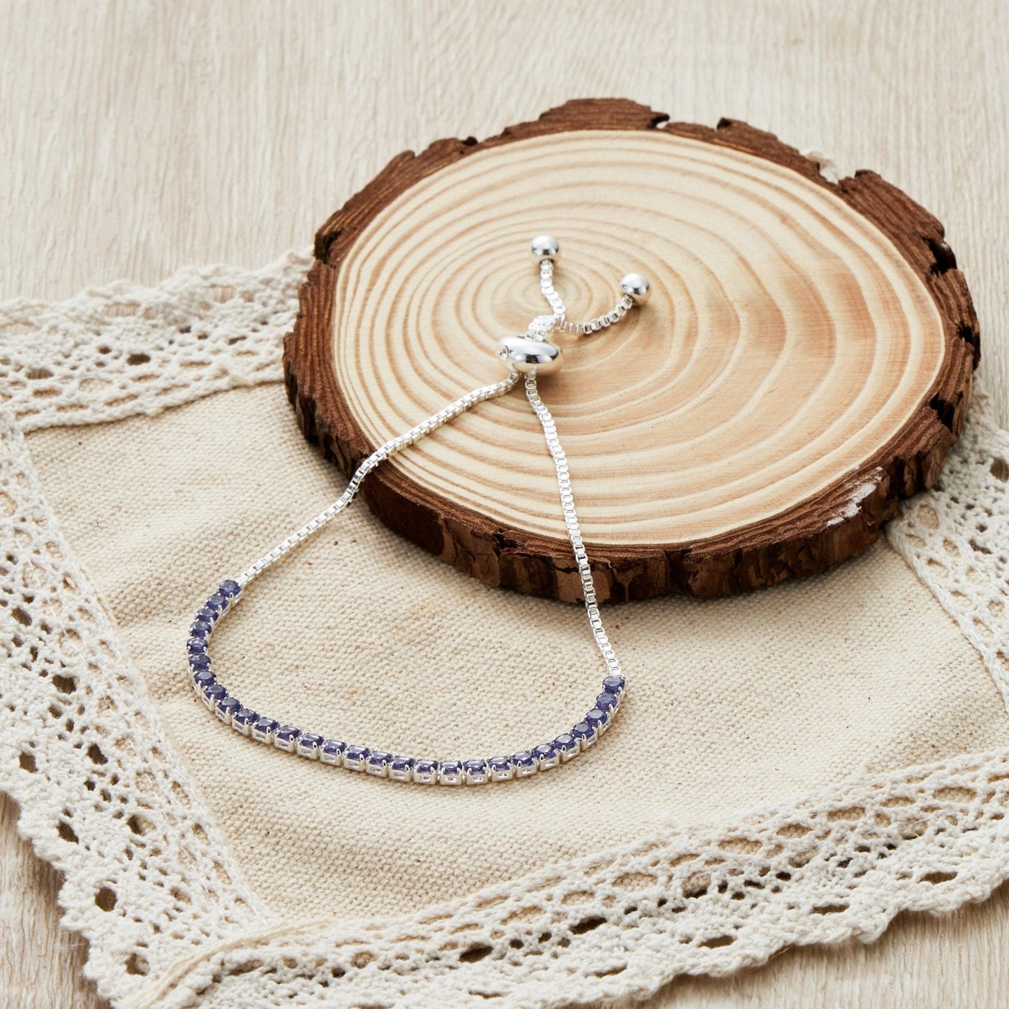 February Birthstone Friendship Bracelet with Amethyst Zircondia® Crystals