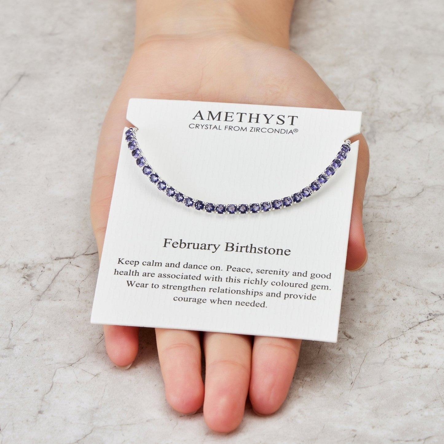 February Birthstone Friendship Bracelet with Amethyst Zircondia® Crystals