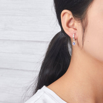 February Birthstone Hoop Earrings Created with Amethyst Zircondia® Crystals