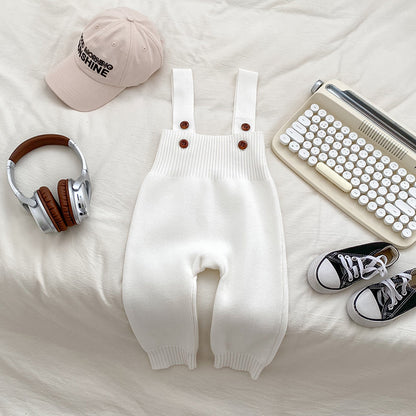 Ins Style Baby Autumn Clothing Knitted Bib Jumpsuit
