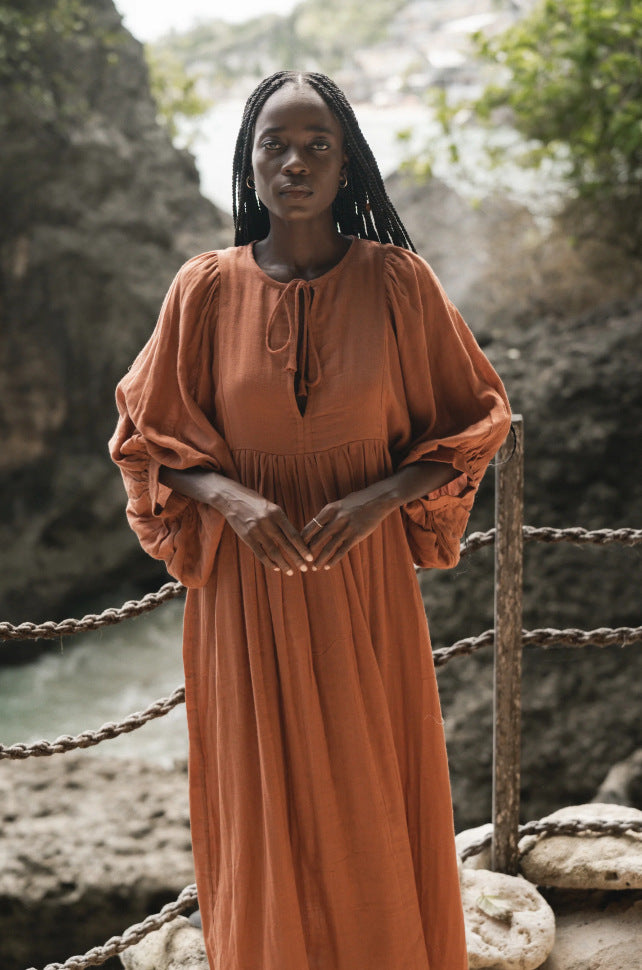 Lantern Sleeve Wind Dress