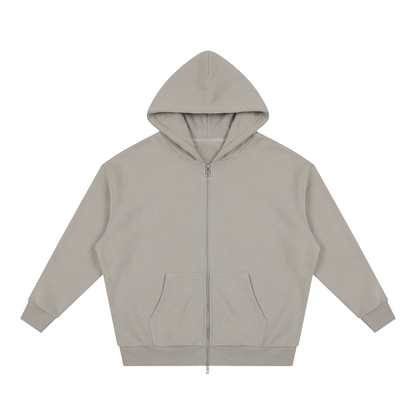 Waran Unisex Loose Solid Full Zip Hoodie