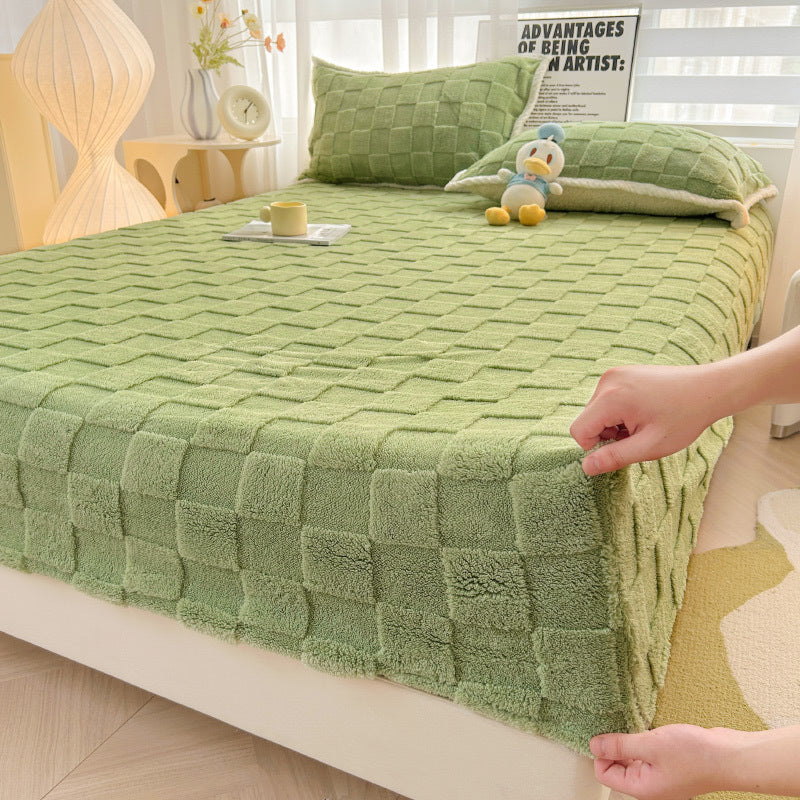 Milk Fiber Fitted Sheet Solid Color Tower Velvet Three-dimensional Carved