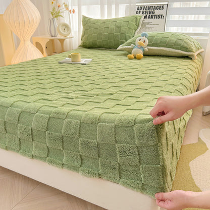 Milk Fiber Fitted Sheet Solid Color Tower Velvet Three-dimensional Carved