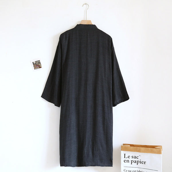 Japanese Style Lace-up Kimono Pajamas Men's Spring And Summer Pure Cotton Thin