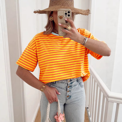 Women's Striped Colour-Block Pullover