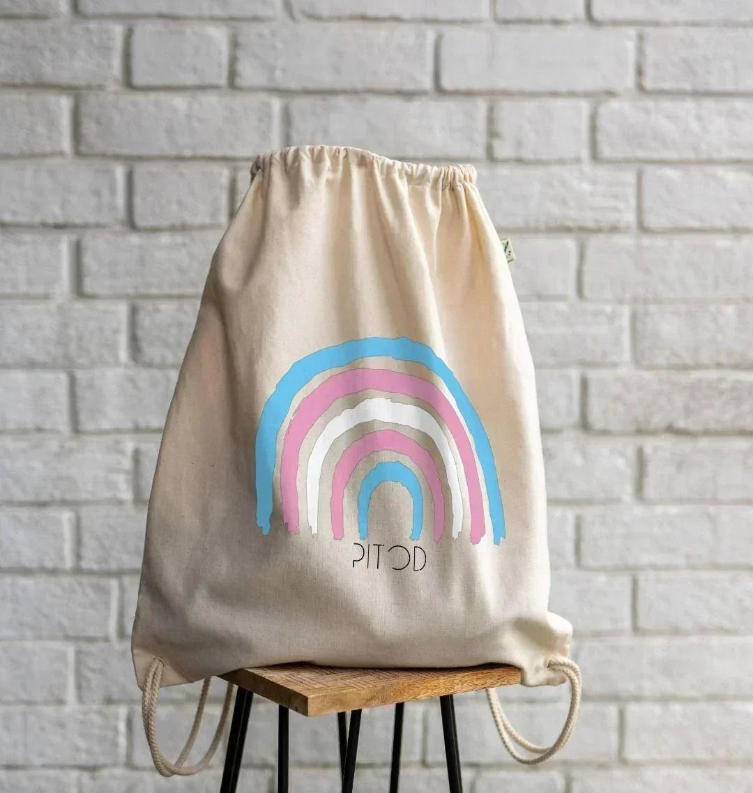Transgender Rainbow Drawstring Bag