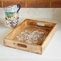 Floral Carved Natural Mango Wood Tea Tray