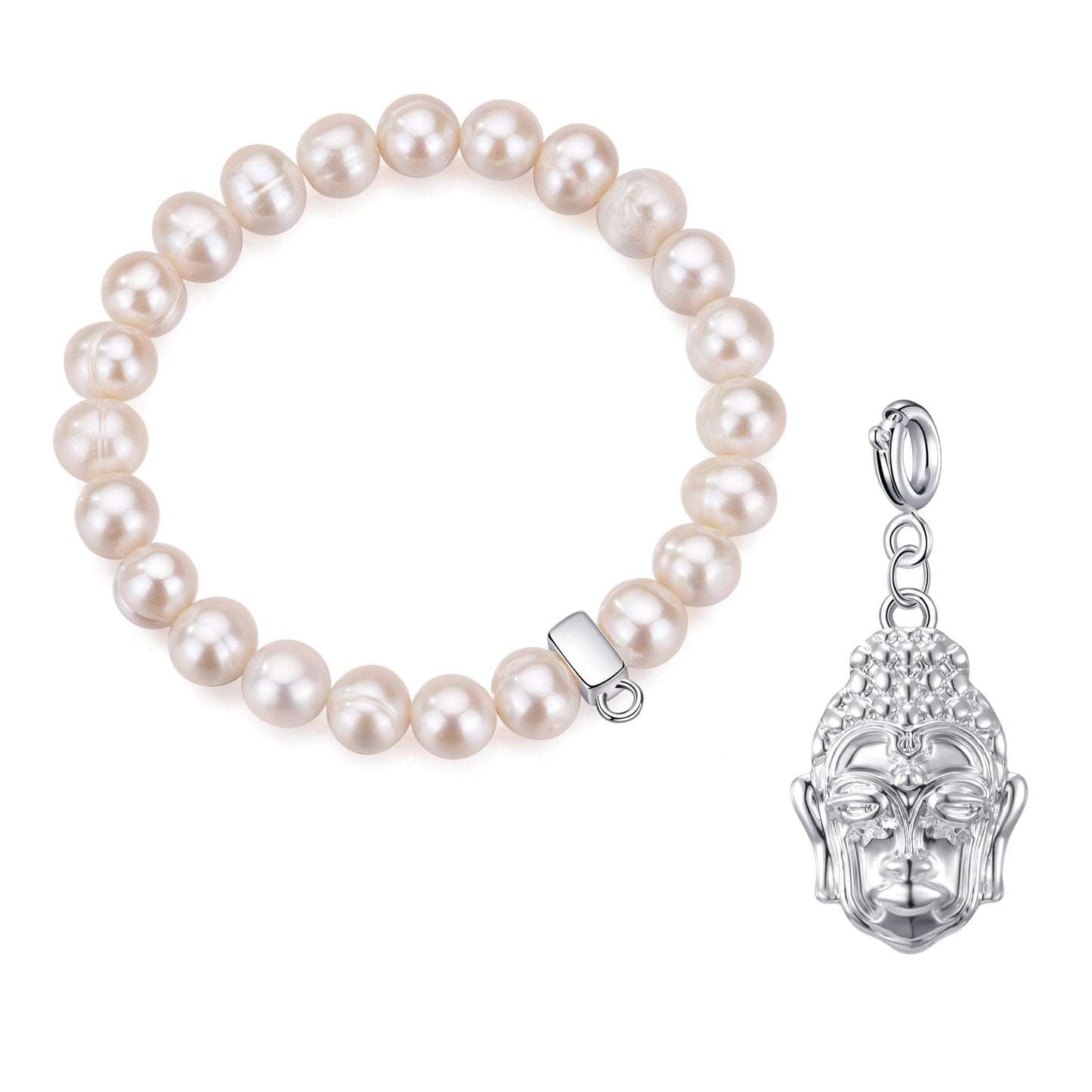 Freshwater Baroque Pearl Stretch Bracelet with Charm Created with Zircondia® Crystals