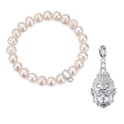 Freshwater Baroque Pearl Stretch Bracelet with Charm Created with Zircondia® Crystals