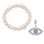 Freshwater Baroque Pearl Stretch Bracelet with Charm Created with Zircondia® Crystals