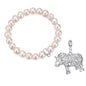 Freshwater Baroque Pearl Stretch Bracelet with Charm Created with Zircondia® Crystals