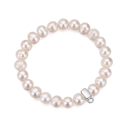 Freshwater Baroque Pearl Stretch Bracelet with Charm Created with Zircondia® Crystals