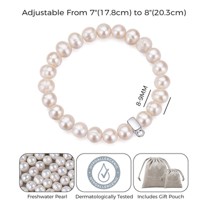 Freshwater Baroque Pearl Stretch Bracelet with Charm Created with Zircondia® Crystals