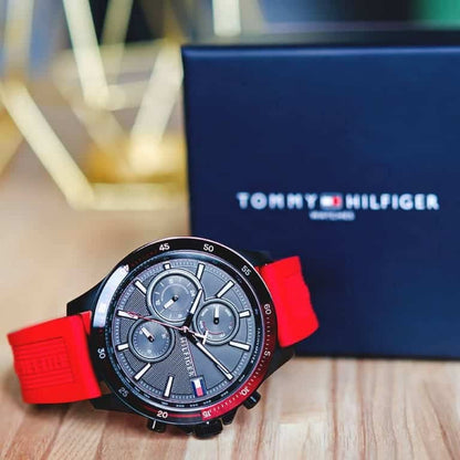 Montre Tommy Hilfiger 1791722 Bank Homme Silicone Rouge