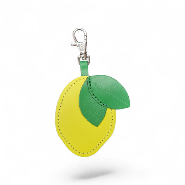 Breloque de sac en cuir faite main – Citron