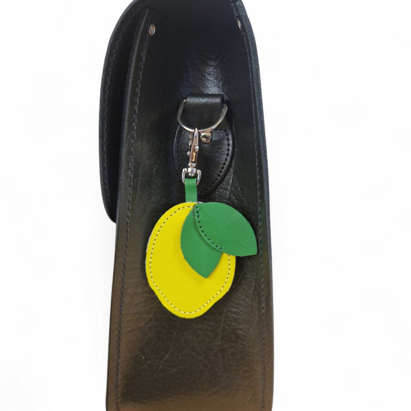 Breloque de sac en cuir faite main – Citron