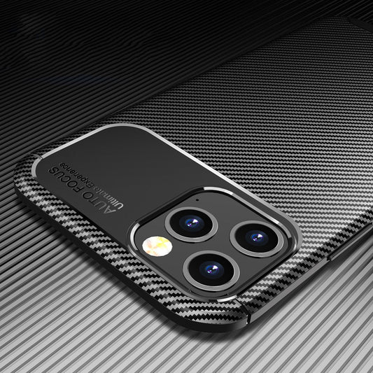 Étui Noir TPU Fibre de Carbone - Pour iPhone 12 Pro Max