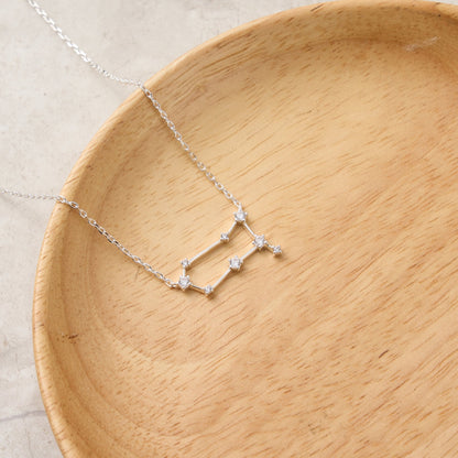 Gemini Star Sign Zodiac Constellation Necklace and Quote Card with Zircondia® Crystals