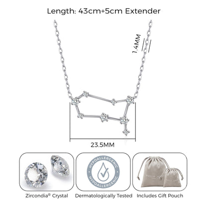 Gemini Star Sign Zodiac Constellation Necklace with Zircondia® Crystals