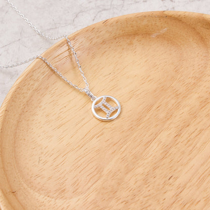 Collier zodiaque signe Gémeaux et carte de citation avec cristaux Zircondia®
