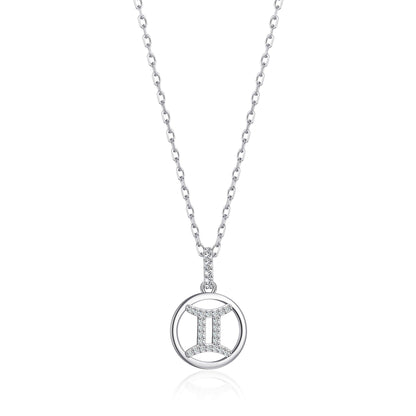 Collier zodiaque signe Gémeaux et carte de citation avec cristaux Zircondia®