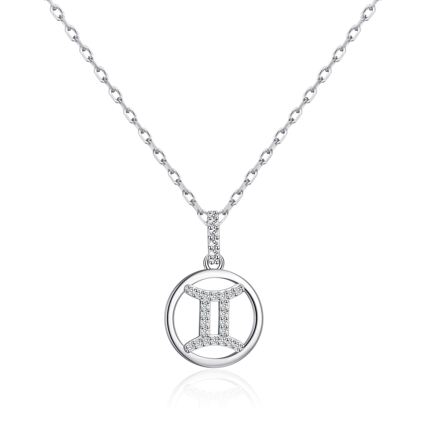 Gemini Star Sign Zodiac Necklace with Zircondia® Crystals