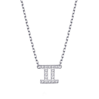Gemini Zodiac Star Sign Necklace Created with Zircondia® Crystals