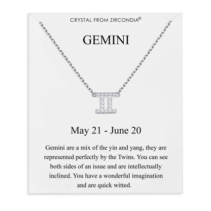 Gemini Zodiac Star Sign Necklace Created with Zircondia® Crystals
