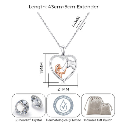 Girl and Horse Heart Necklace Created with Zircondia® Crystals