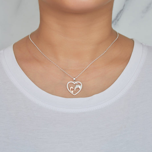 Girl and Horse Heart Necklace Created with Zircondia® Crystals