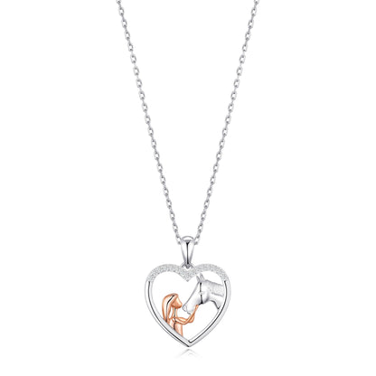 Girl and Horse Heart Necklace Created with Zircondia® Crystals