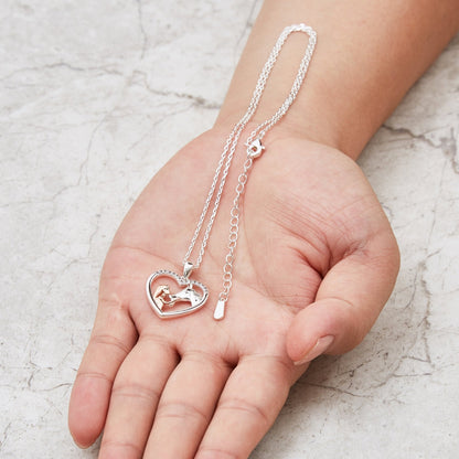 Girl and Horse Heart Necklace Created with Zircondia® Crystals