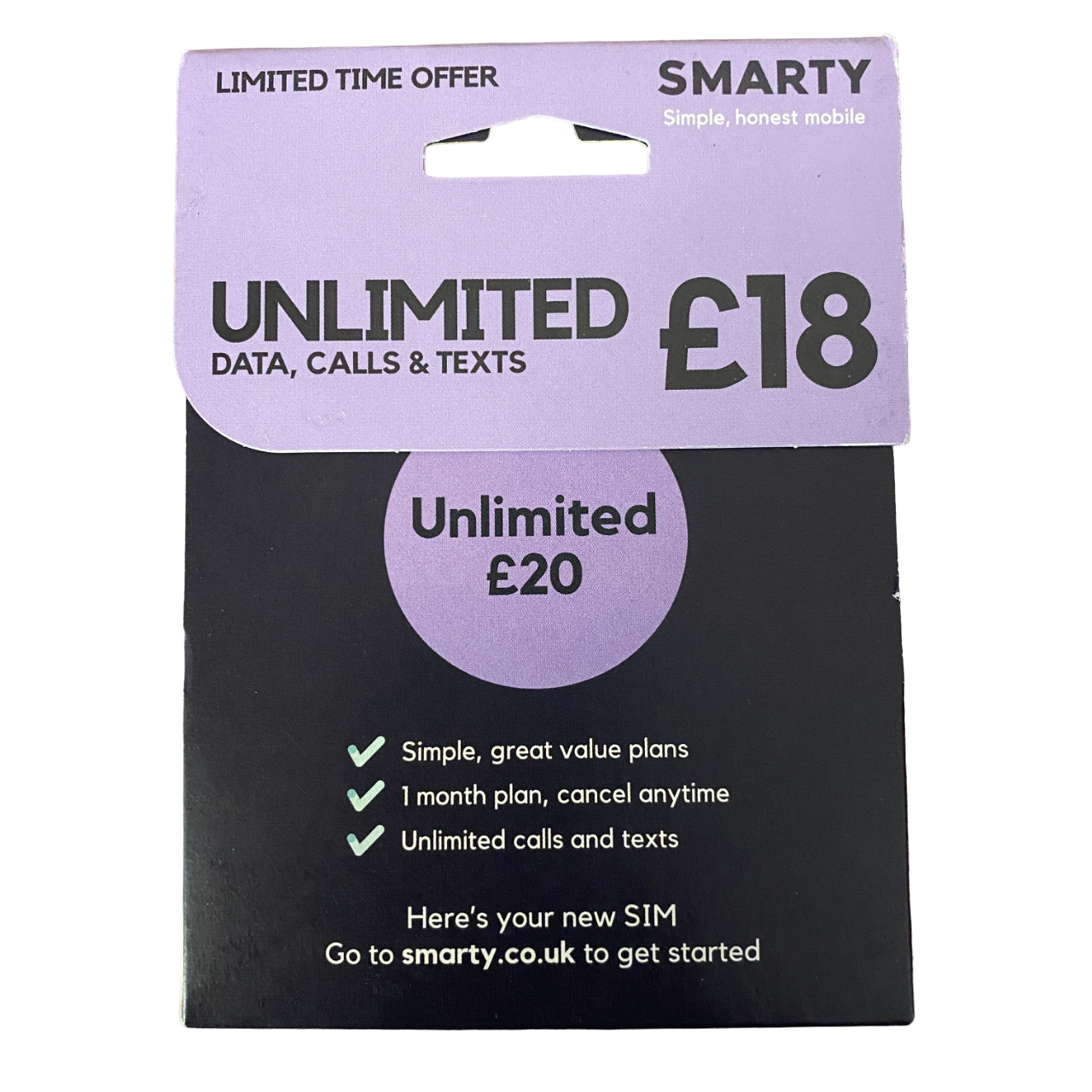 Smarty Pay As You Go Sim Card - £20