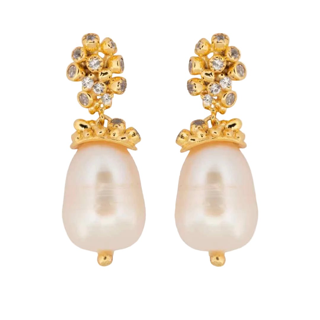 Gold Baroque Pearl Earrings - Lyra