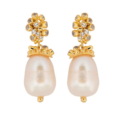 Gold Baroque Pearl Earrings - Lyra