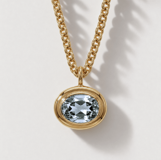 Gold Blue Topaz Necklace - Avery